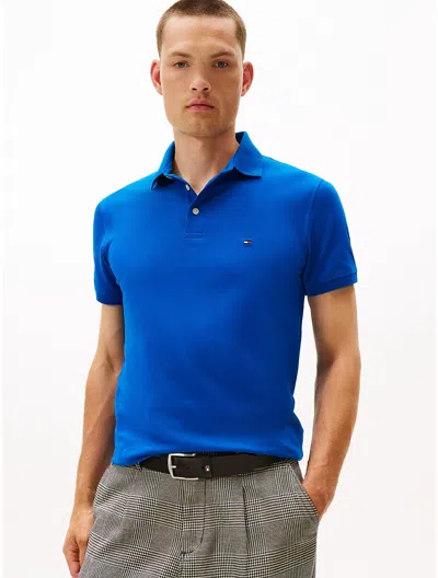 Tommy Hilfiger Slim Fit Stretch Pique Polo In Blue