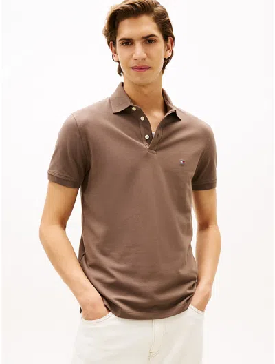 Tommy Hilfiger Slim Fit Stretch Pique Polo In Brown