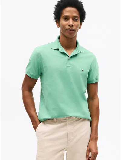 Tommy Hilfiger Slim Fit Stretch Pique Polo In Frosted Evergreen