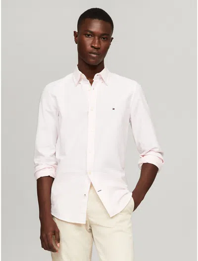 Tommy Hilfiger Slim Fit Stretch Stripe Oxford Shirt In Precious Pink