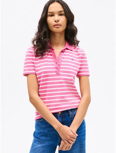 Tommy Hilfiger Slim Fit Stripe Stretch In Fandango Pink Multi