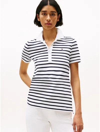 Tommy Hilfiger Slim Fit Stripe Stretch In Optic White Multi