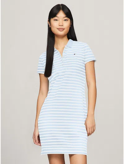 Tommy Hilfiger Slim Fit Stripe Stretch Polo Dress In Breezy Blue  Multi