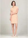 Tommy Hilfiger Slim Fit Stripe Stretch Polo Dress In Tuscan Melon Multi