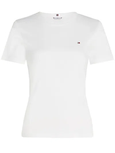 Tommy Hilfiger T-shirt Droit Manches Courtes En Coton In White