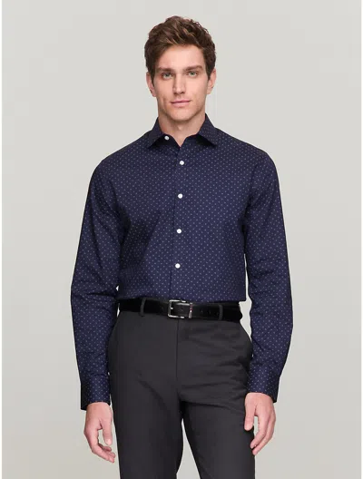 Tommy Hilfiger Slim Fit Thflex Print Dress Shirt In Peacoat