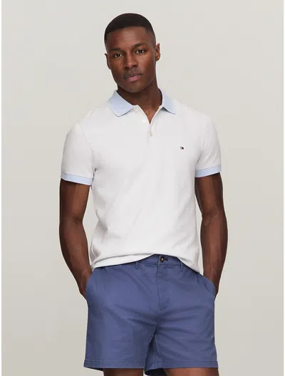 Tommy Hilfiger Slim Fit Tipped Polo In Breezy Blue/weathered White Mouline