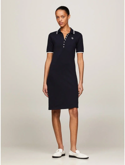 Tommy Hilfiger Slim Fit Tipped Polo Dress In Navy