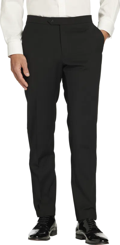 Tommy Hilfiger Slim Fit Wool Blend Tuxedo Pants In Black