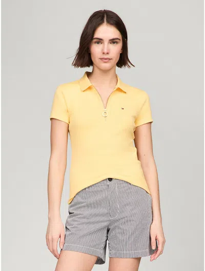 Tommy Hilfiger Slim Fit Zip Polo In Daisy Yellow