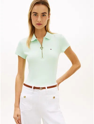 Tommy Hilfiger Slim Fit Zip Polo In Green