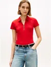 Tommy Hilfiger Slim Fit Zip Polo In Red