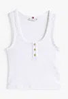 Tommy Hilfiger Slim Henley Gb Scoop-nk Tank Top In White