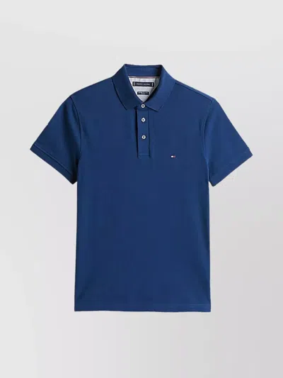 Tommy Hilfiger Slim Shirt With Collar And Short Sleeves In Blue