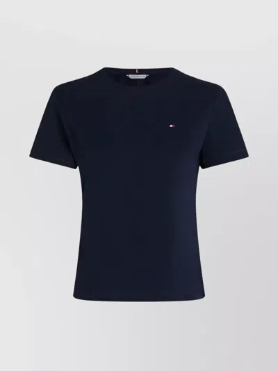 Tommy Hilfiger Slim Slub Crew Neck Short Sleeves In Black