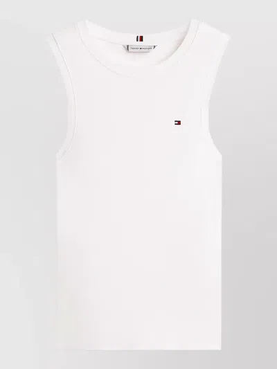 Tommy Hilfiger Slim Tank Top Sleeveless Round Neckline Ribbed In White