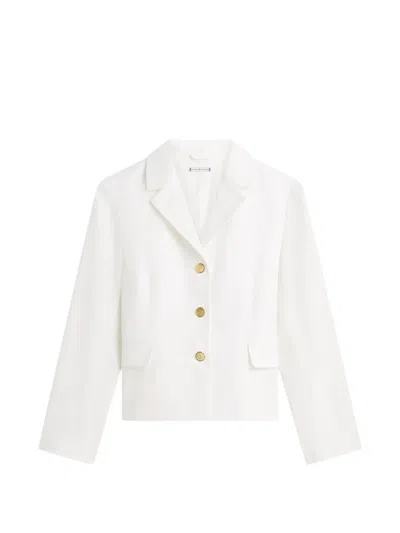 Tommy Hilfiger Slim-fit Single-breasted Linen-blend Blazer In White