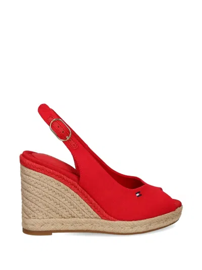 Tommy Hilfiger Slingback Heeled Espadrilles In Red