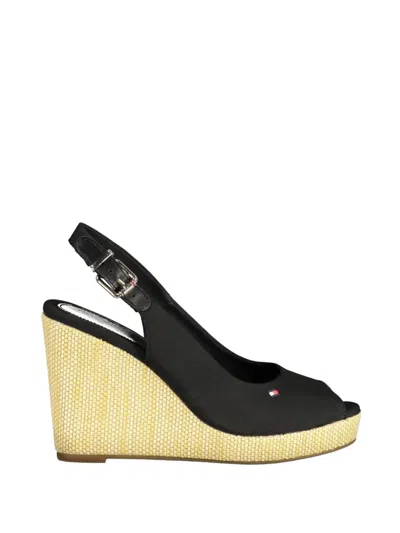 Tommy Hilfiger Slingback Wedge Sandals In Black