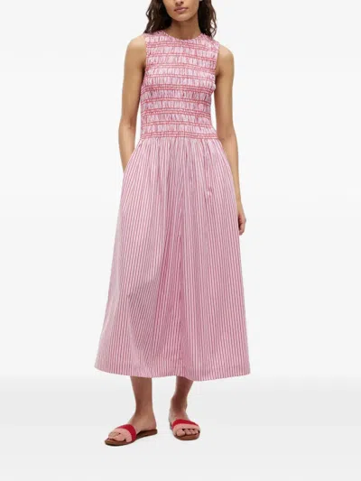 Tommy Hilfiger Smocked Striped Dress In Pink