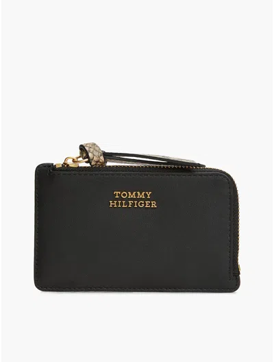 Tommy Hilfiger Smooth Leather Card Holder In Black