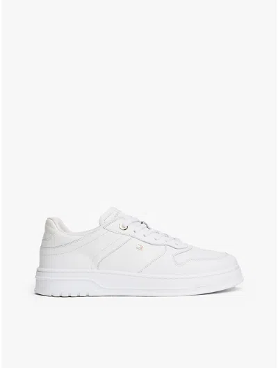 Tommy Hilfiger Smooth Leather Cupsole Sneaker In White
