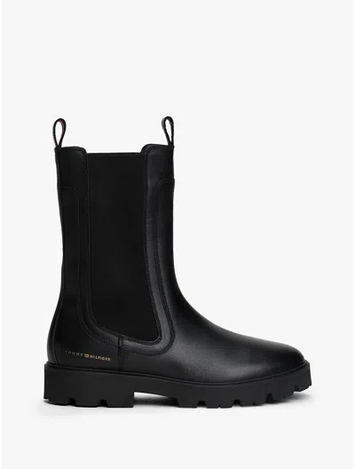 Tommy Hilfiger Smooth Leather Mid In Black