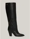 Tommy Hilfiger Snake Embossed Leather Cowboy Boot In Black Python