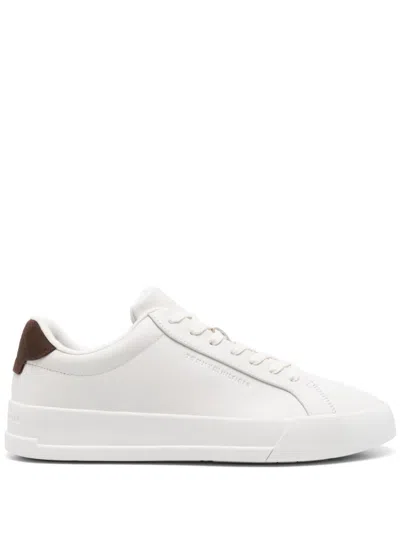 Tommy Hilfiger Pebbled Leather Cupsole Sneaker In Beige