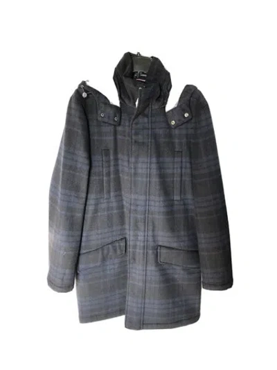 Pre-owned Tommy Hilfiger Snowdon Wool Blend Hooded Parka Coat Blue Mens 40r Msrp $495