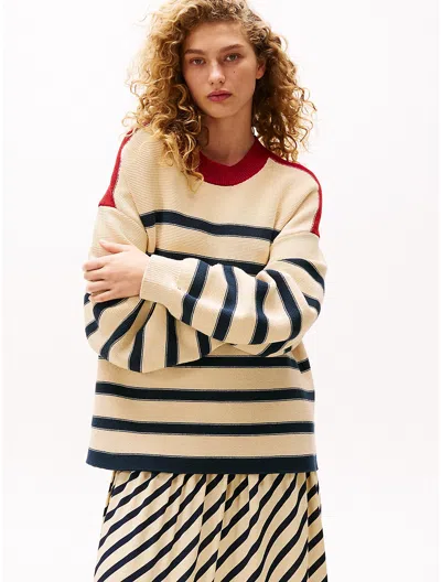 Tommy Hilfiger Sofia For Tommy Colorblock Stripe Sweater In Country Ivory Stripe