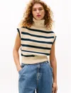 Tommy Hilfiger Sofia For Tommy Mockneck Sweater Vest In Dark Night Navy Stripe