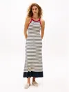 Tommy Hilfiger Robe Longue En Maille À Rayures In Dark Night Navy Stripe