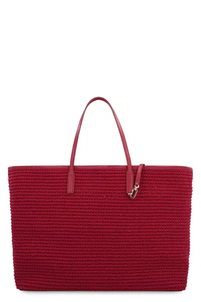 Tommy Hilfiger X Sofia Richie Grainge Oversized Knit Beach Tote In Rouge