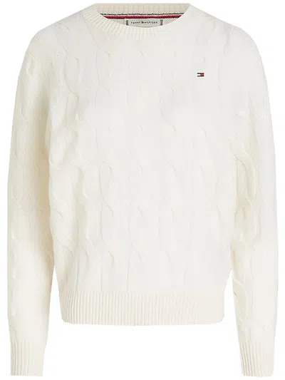 Tommy Hilfiger Soft Wool Cable C-neck Clothing In White