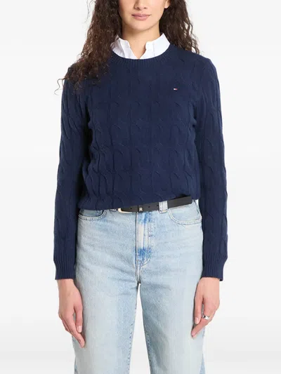 Tommy Hilfiger Soft Wool Cable C-nk Ls Swt In Blue