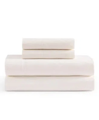 Tommy Hilfiger Solid 200 Thread Count Cotton Percale Sheet Set In White