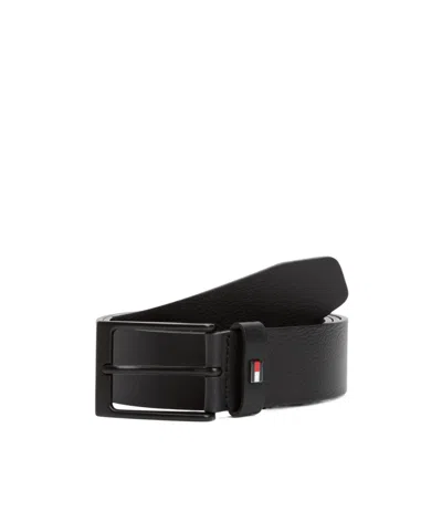 Tommy Hilfiger Solid Color Leather Belt In Blue