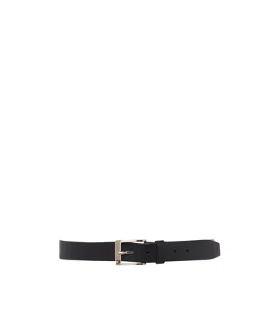 Tommy Hilfiger Solid Color Leather Belt In Black