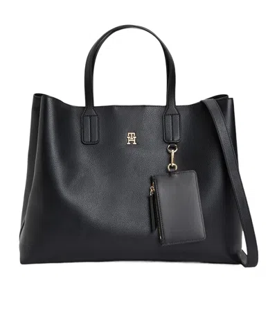 Tommy Hilfiger Solid Color Satchel Bag In Black