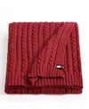Tommy Hilfiger Cable Knit Solid Throw In Red