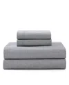 Tommy Hilfiger Solid 144-thread Count Cotton Chambray Washed 4-pc. Sheet Set, Queen In Navy