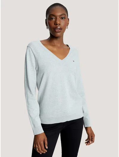 Tommy Hilfiger Solid V In Grey Heather