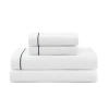 Tommy Hilfiger Solid Cotton Hem Stripe Sheet Set In Navy