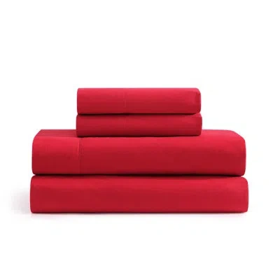Tommy Hilfiger Solid Cotton Percale Sheet Set In Red