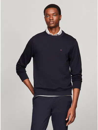 Tommy Hilfiger Solid Crewneck Sweatshirt In Navy