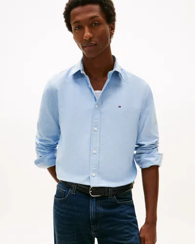 Tommy Hilfiger Solid Heritage Mens Long Sleeve Oxford Shirt In Blue