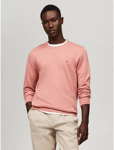 Tommy Hilfiger Solid Logo Crewneck Sweater In Teaberry Blossom