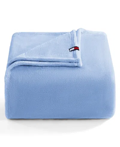 Tommy Hilfiger Solid Plush Blanket, King In Blue