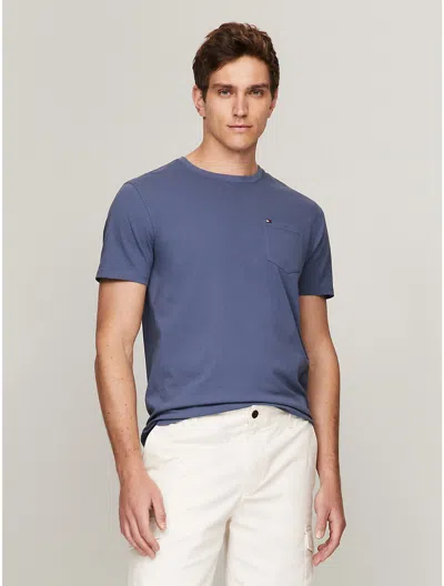 Tommy Hilfiger Solid Pocket T In Bank Blue